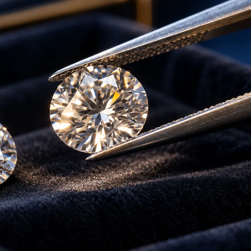 Close examination of a faceted diamond